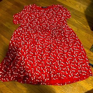 Red mini dress with floral detail from Boohoo, Size 10. Never been worn.